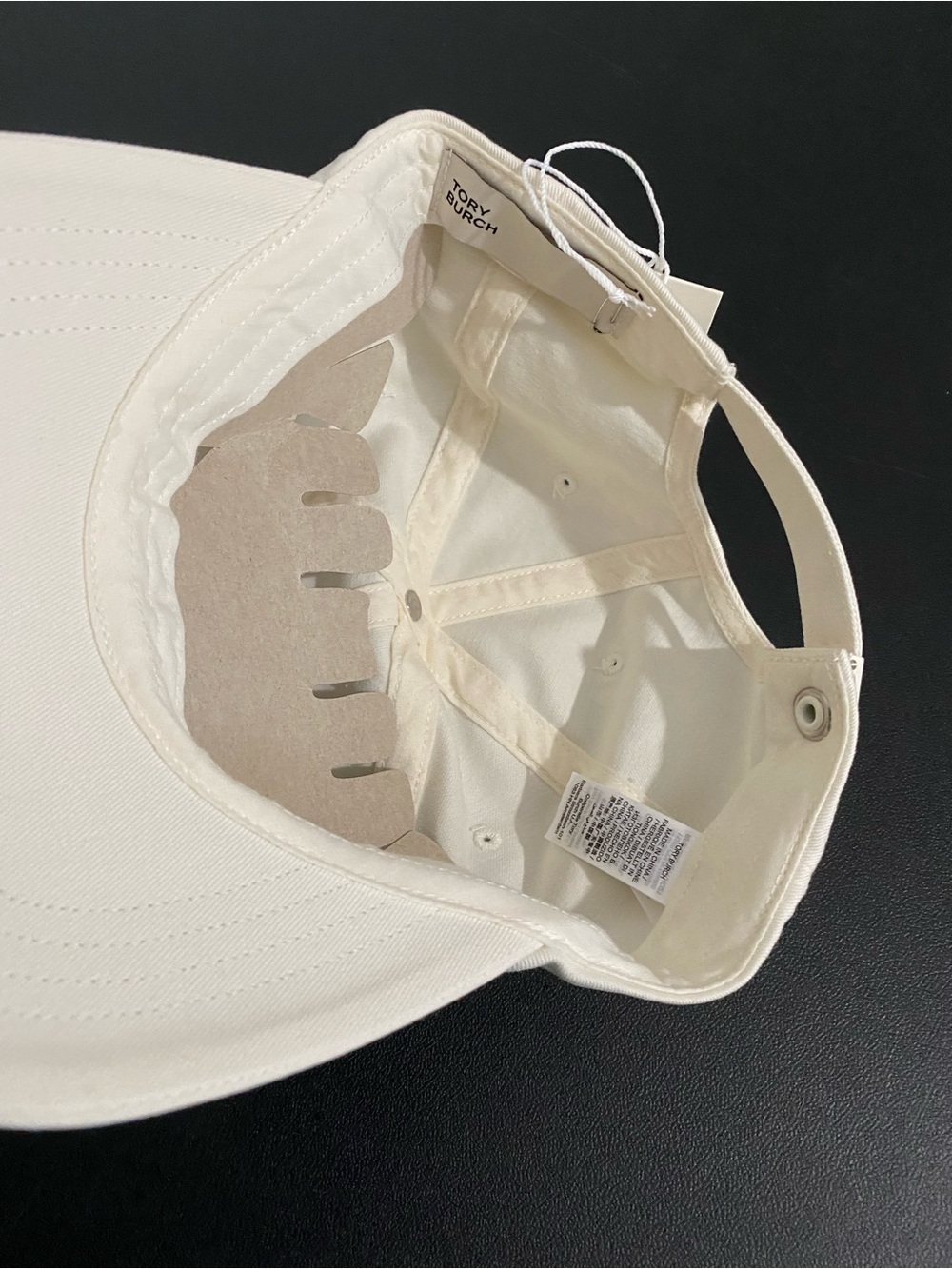Tory Burch Cream Baseball Cap with Navy Logo - Picture 6 of 8